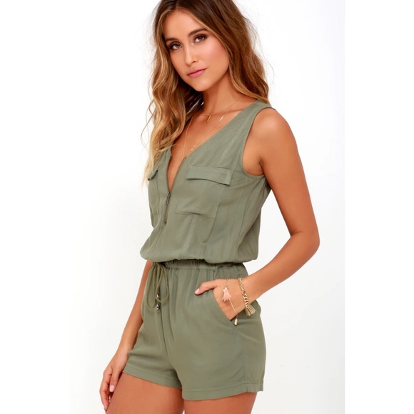 NWT Olive + Oak Set Free Olive Green Romper Small - Picture 3 of 12